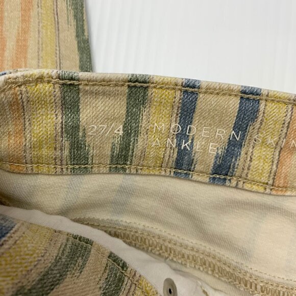 Ann Taylor Loft Jeans Size 27 Ankle Skinny Multi Color Ikat - Picture 2 of 10